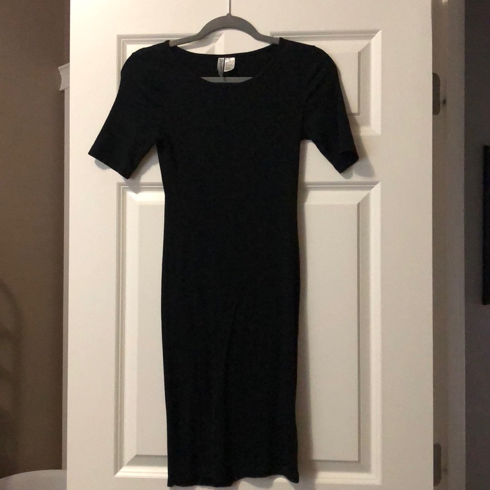 H&M Black Ribbed Cotton Bodycon